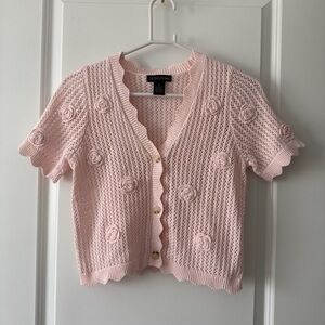Design History Light Pink Floral Knit Cardigan